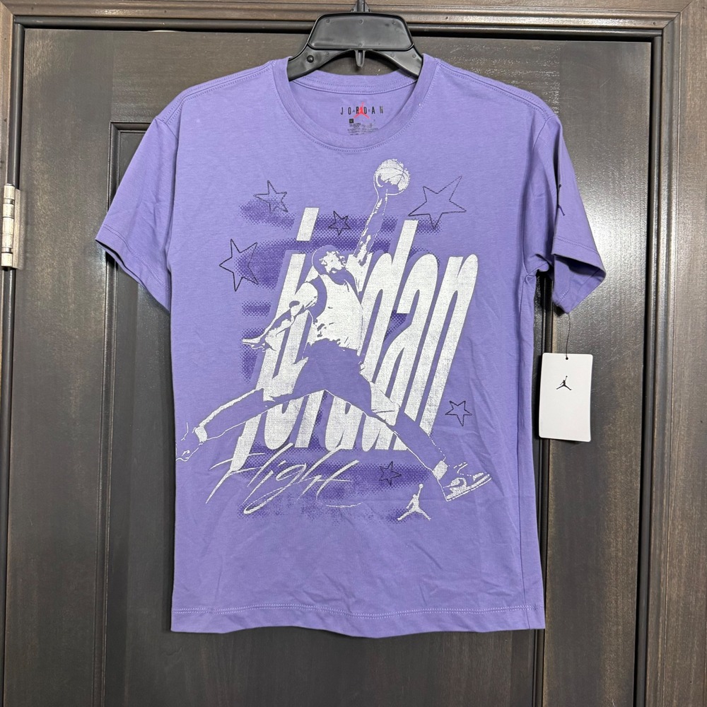 Jordan NWT Flight Kids Purple Graphic T-Shirt Jumpman Logo Tee Large 12-13 Yrs